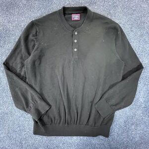 UNTUCKit Sweater Mens XL Black Merino Wool Henley Pullover Knit Long Sleeve